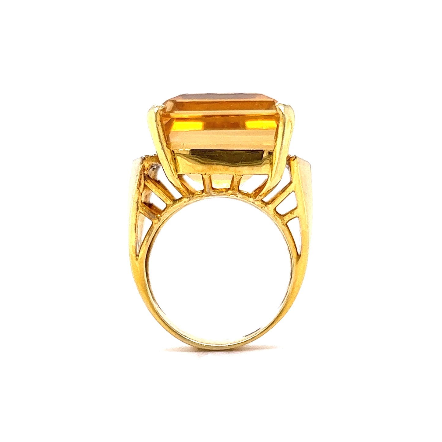 21.37 Emerald Cut Citrine Cocktail Ring in 14k Yellow Gold