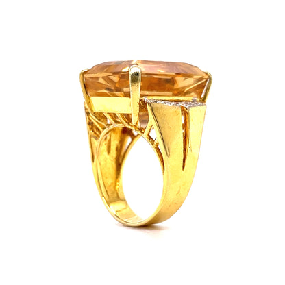 21.37 Emerald Cut Citrine Cocktail Ring in 14k Yellow Gold