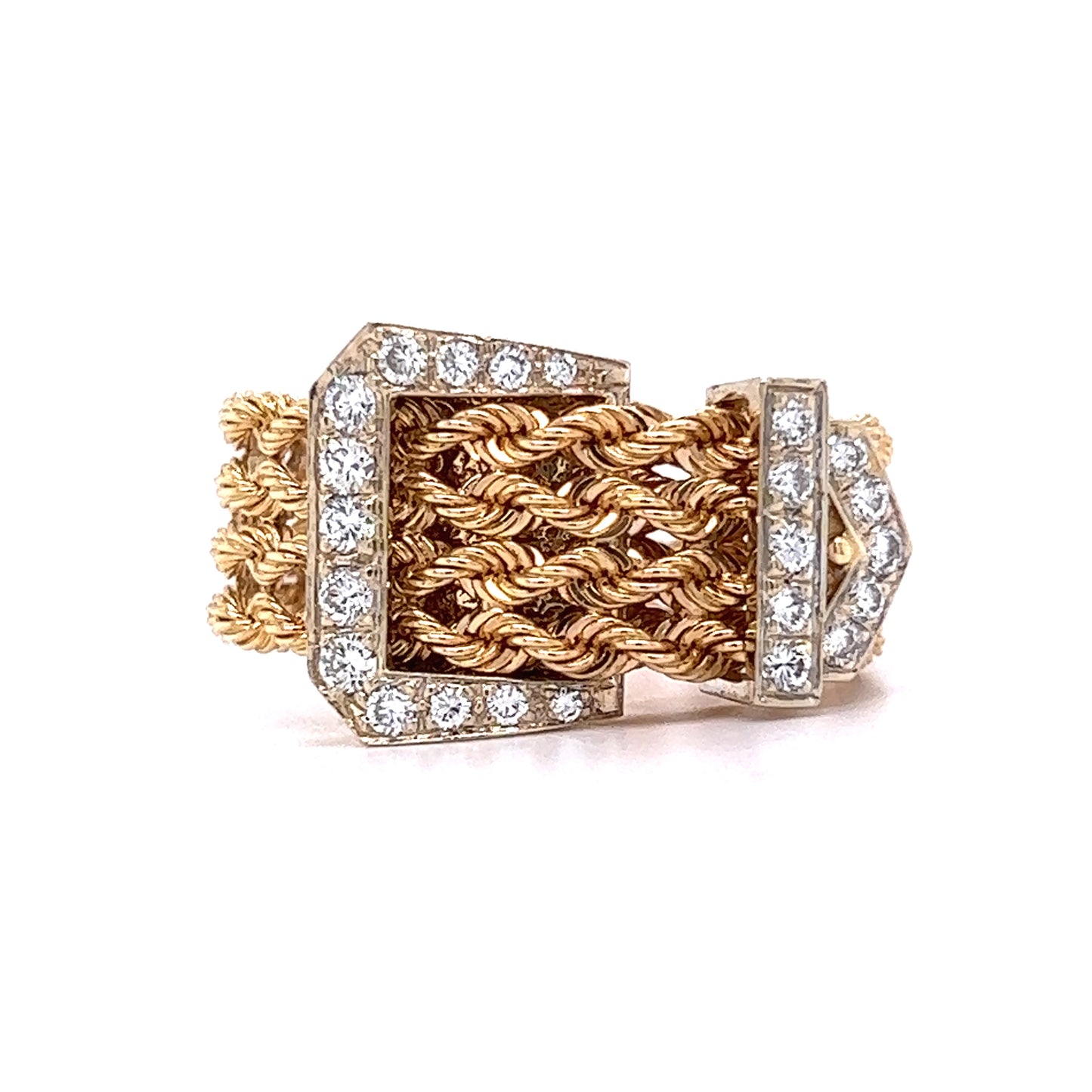 .69 John Atencio Rope Buckle Ring in 14k Yellow & White Gold