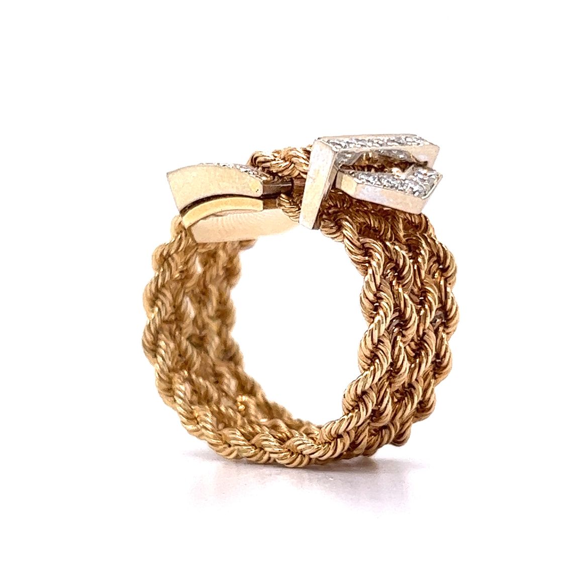 .69 John Atencio Rope Buckle Ring in 14k Yellow & White Gold