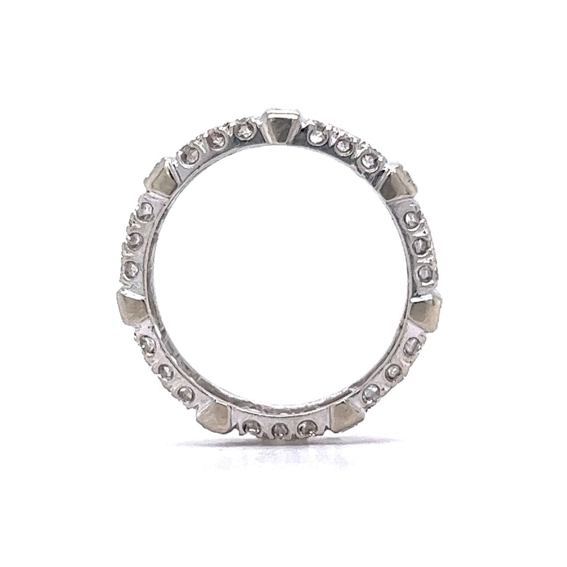 1.54. Baguette & Round Brilliant Cut Diamond Band in 14k White Gold