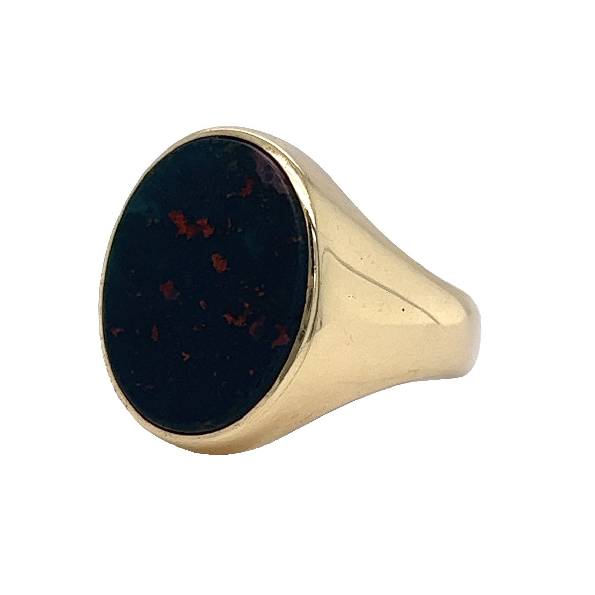 Vintage 5.05 Cabochon Blood Stone Ring in 14k Yellow Gold