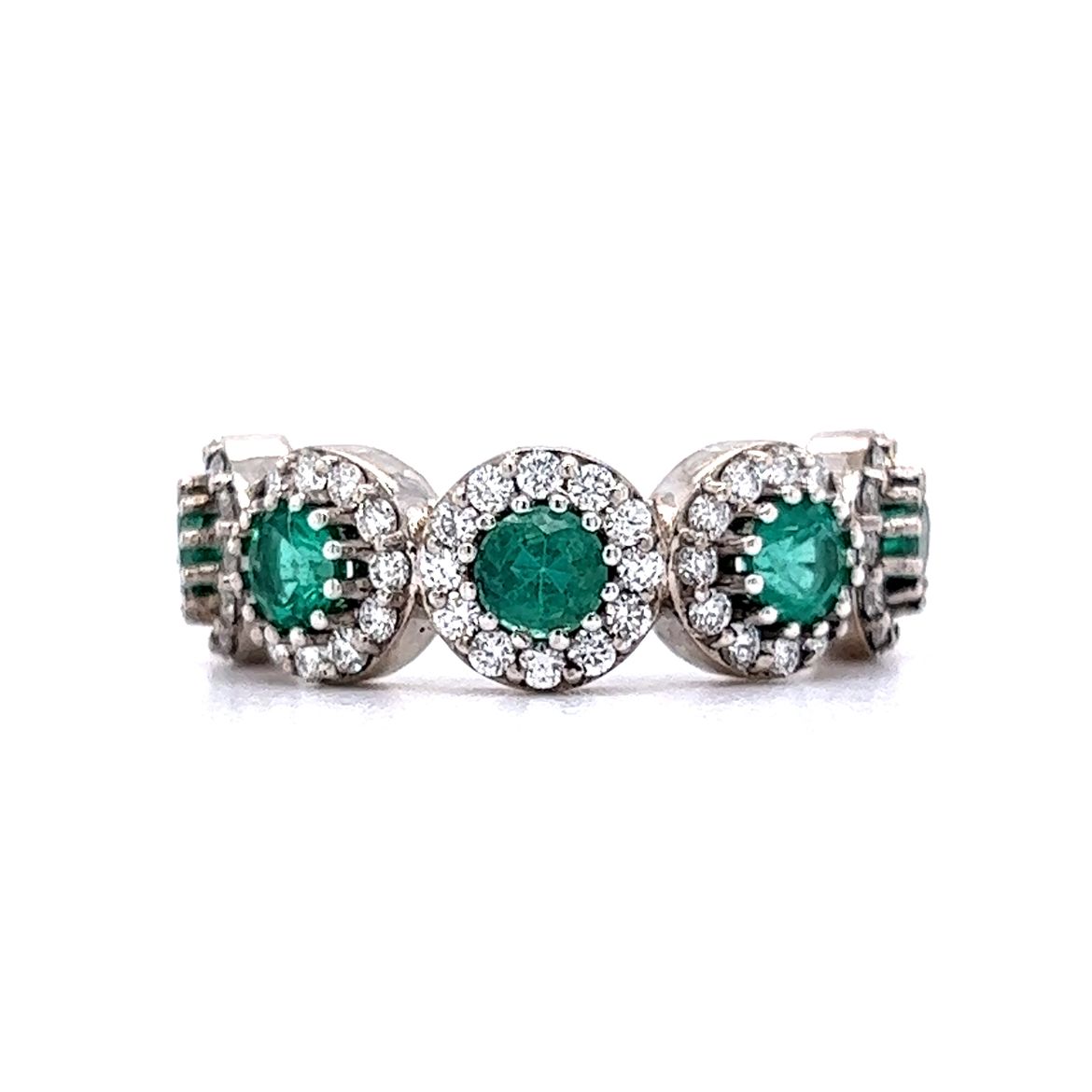 1.25 Emerald & Diamond Right Hand Ring in 14k White Gold