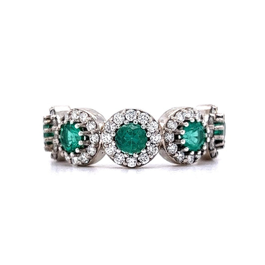 1.25 Emerald & Diamond Right Hand Ring in 14k White Gold