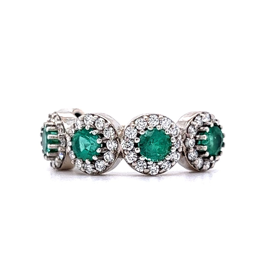 1.25 Emerald & Diamond Right Hand Ring in 14k White Gold