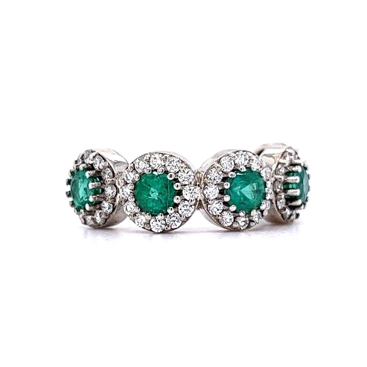 1.25 Emerald & Diamond Right Hand Ring in 14k White Gold