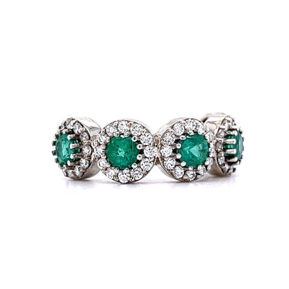 1.25 Emerald & Diamond Right Hand Ring in 14k White Gold