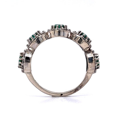 1.25 Emerald & Diamond Right Hand Ring in 14k White Gold