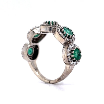 1.25 Emerald & Diamond Right Hand Ring in 14k White Gold