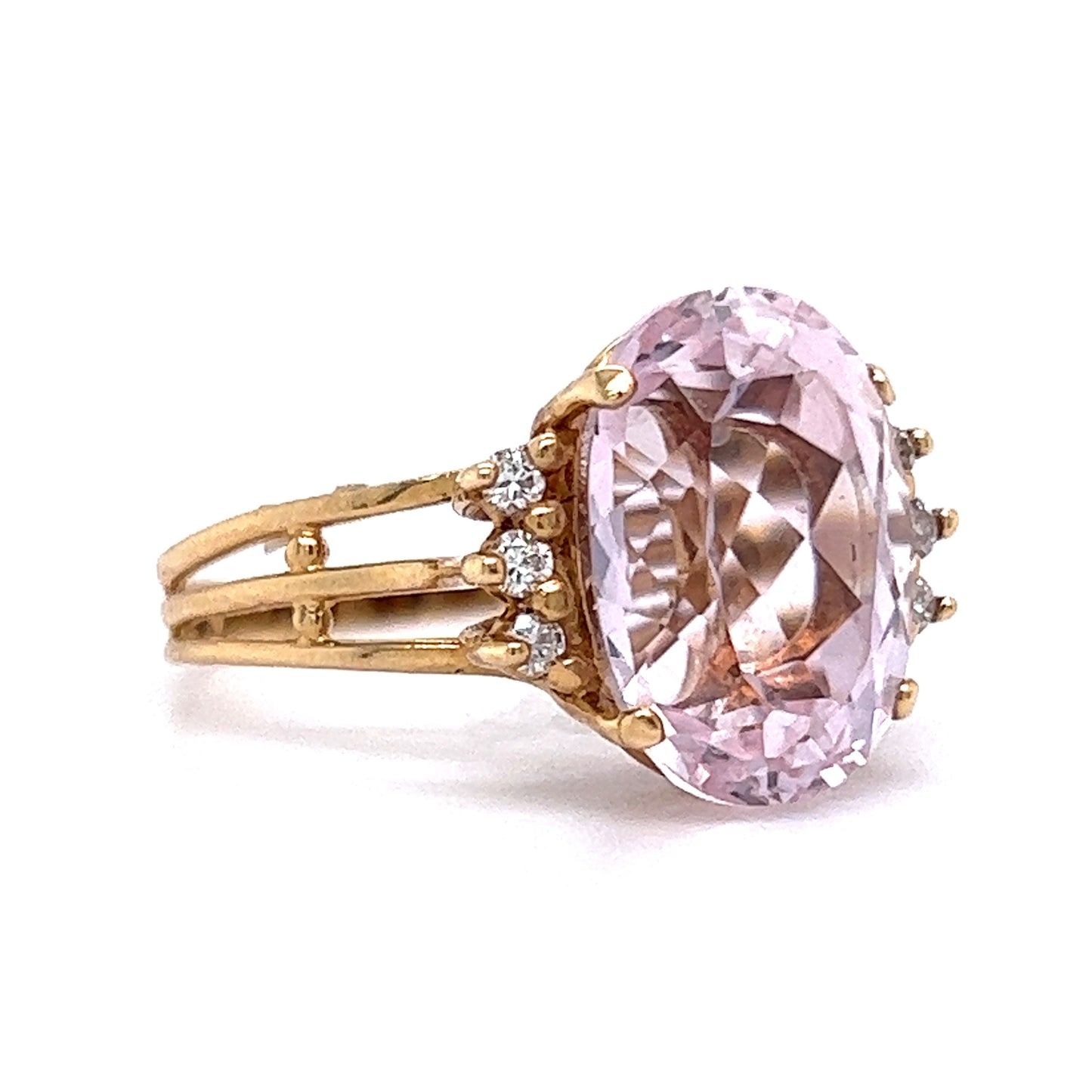 5.99 Vintage Kunzite Cocktail Ring in 14k Yellow Gold