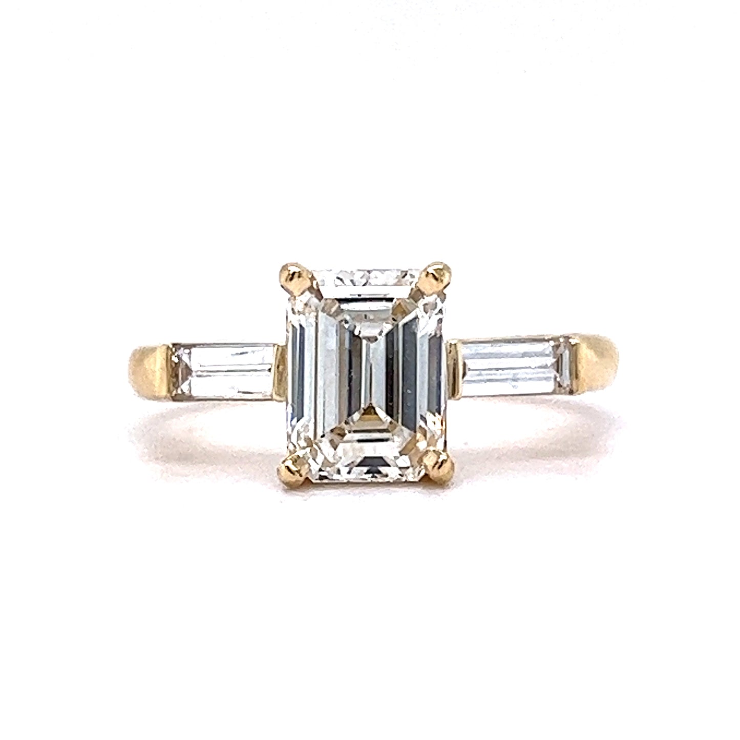 1.57 Emerald Cut Engagement Ring in 14k Yellow Gold