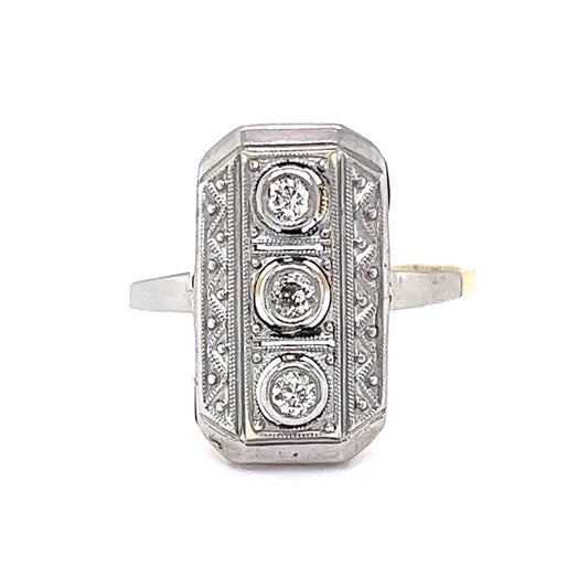 Vintage Art Deco Diamond Right Hand Ring in 14k White & Yellow Gold