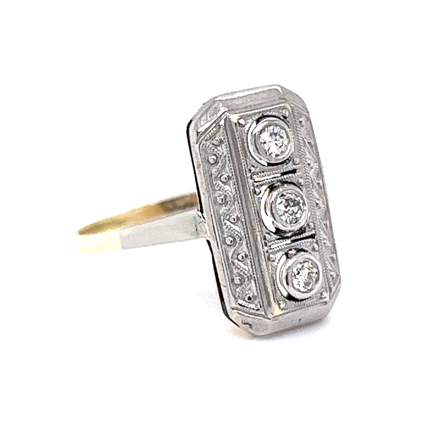 Vintage Art Deco Diamond Right Hand Ring in 14k White & Yellow Gold