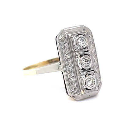 Vintage Art Deco Diamond Right Hand Ring in 14k White & Yellow Gold