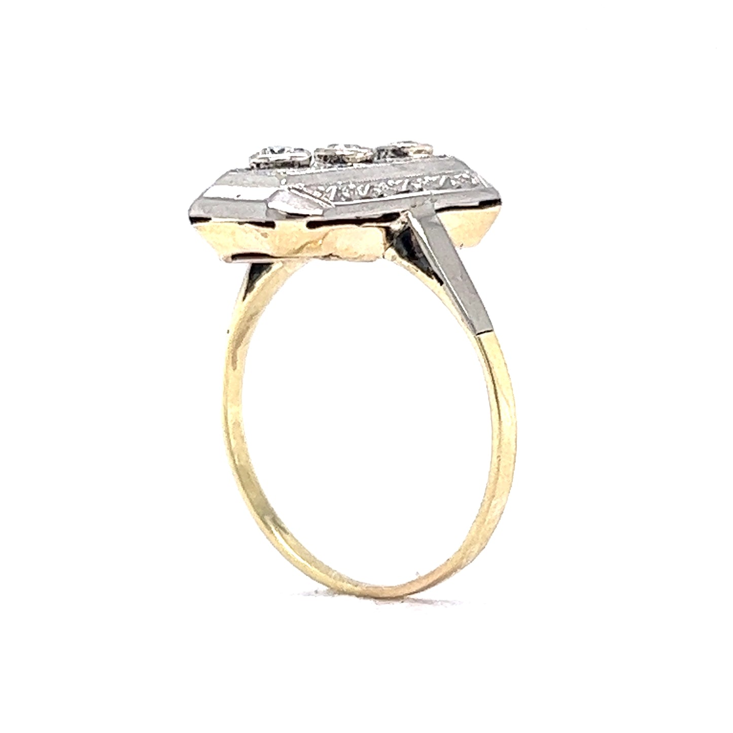 Vintage Art Deco Diamond Right Hand Ring in 14k White & Yellow Gold