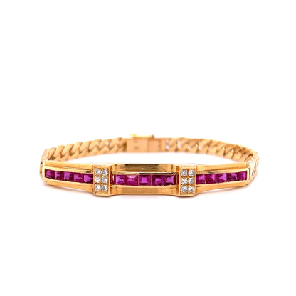 1.95 Ruby & Diamond Bracelet in 14k Rose Gold