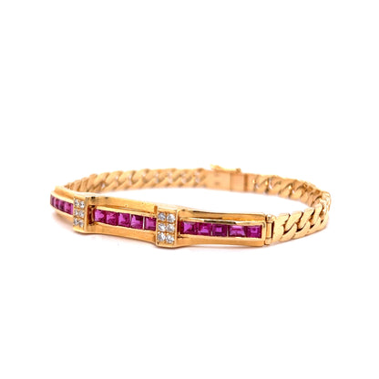 1.95 Ruby & Diamond Bracelet in 14k Rose Gold