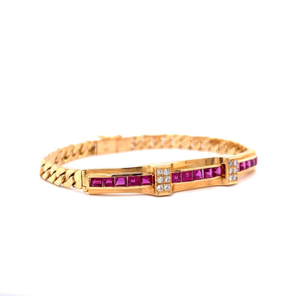 1.95 Ruby & Diamond Bracelet in 14k Rose Gold