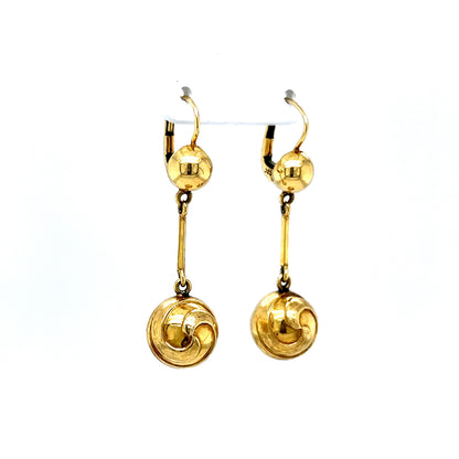 Swirl Pattern Drop Earrings in 14k Yellow Gold