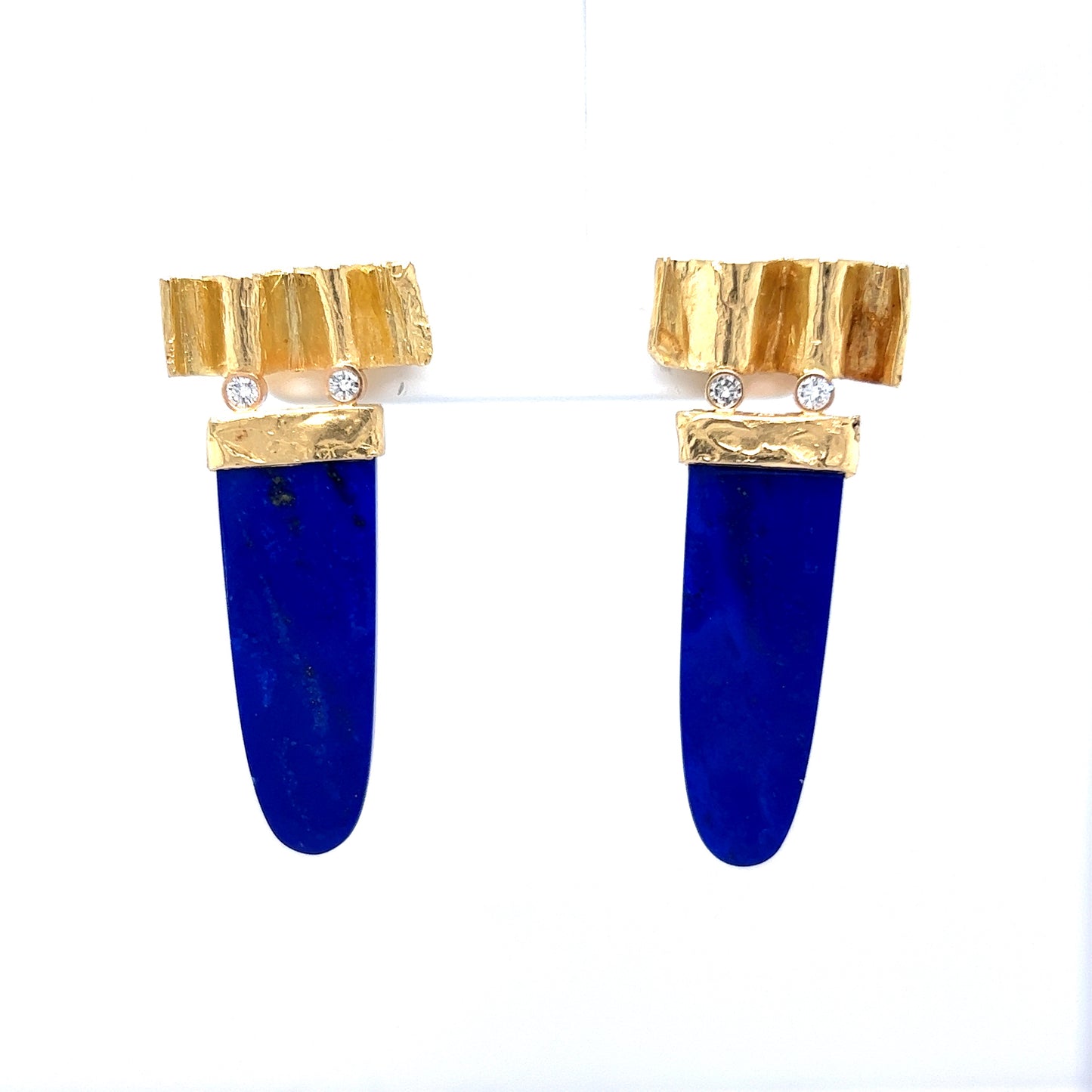 17.14 Cabochon Lapis Lazuli Drop Earrings in 14k Yellow Gold