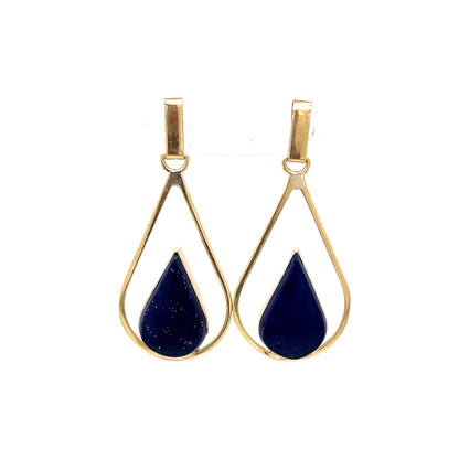 Malachite & Lapis Lazuli Drop Earrings in 18K Yellow Gold