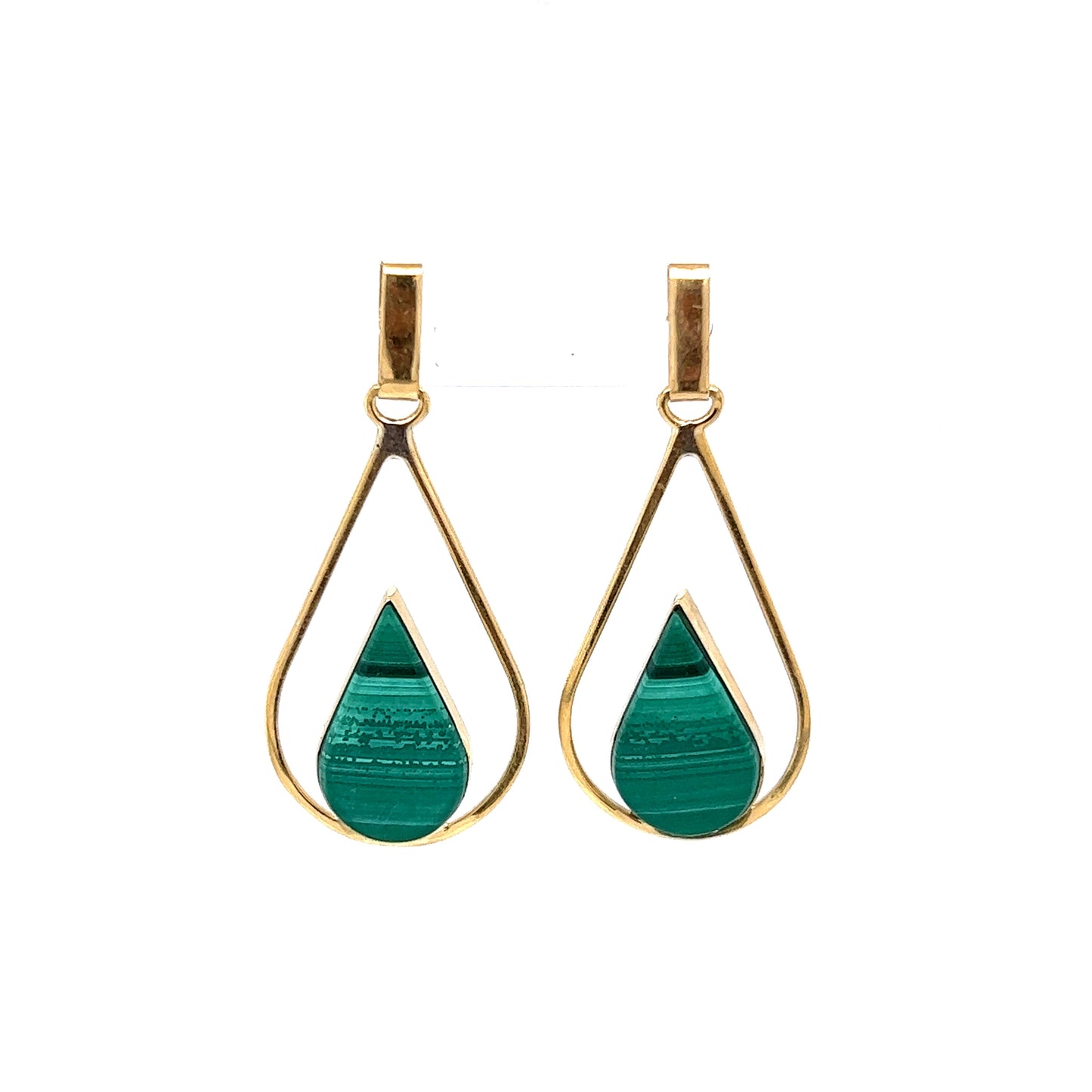 Malachite & Lapis Lazuli Drop Earrings in 18K Yellow Gold