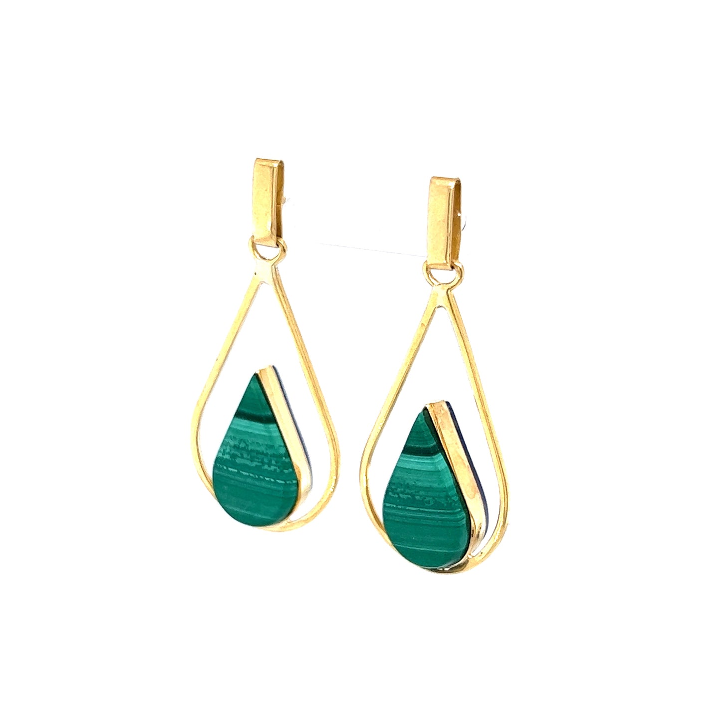 Malachite & Lapis Lazuli Drop Earrings in 18K Yellow Gold