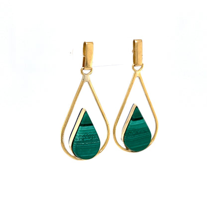 Malachite & Lapis Lazuli Drop Earrings in 18K Yellow Gold