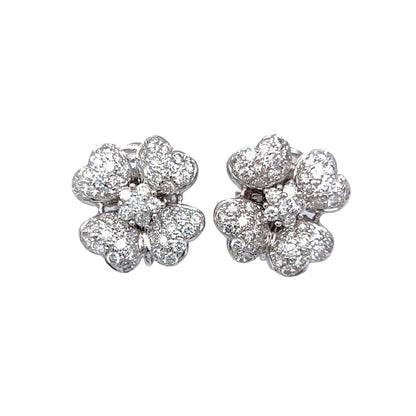 3.24 Clover Diamond Earrings in 18k White Gold