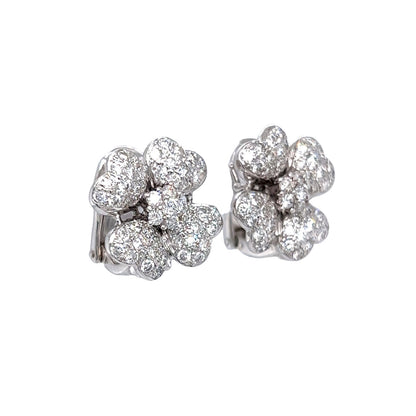 3.24 Clover Diamond Earrings in 18k White Gold