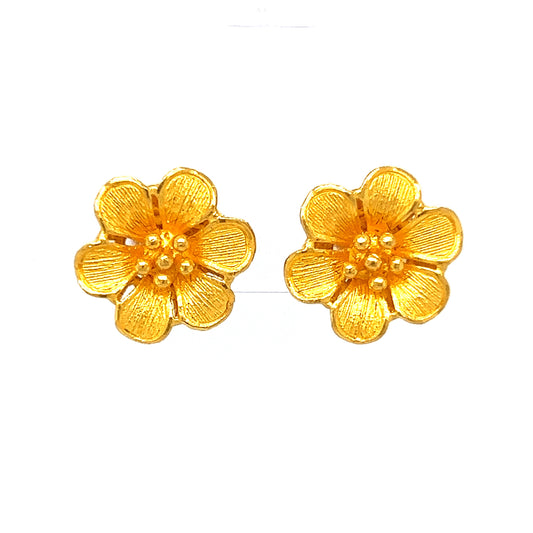 Flower Earring Studs in 22k Yellow Gold