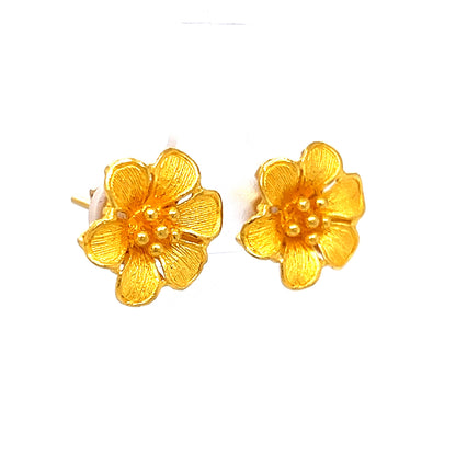 Flower Earring Studs in 22k Yellow Gold