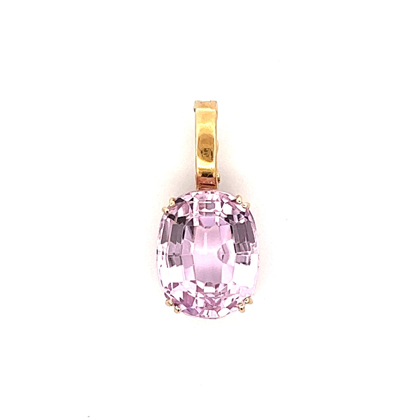 16.20 Oval Cut Kunzite Pendant in 14k Yellow Gold