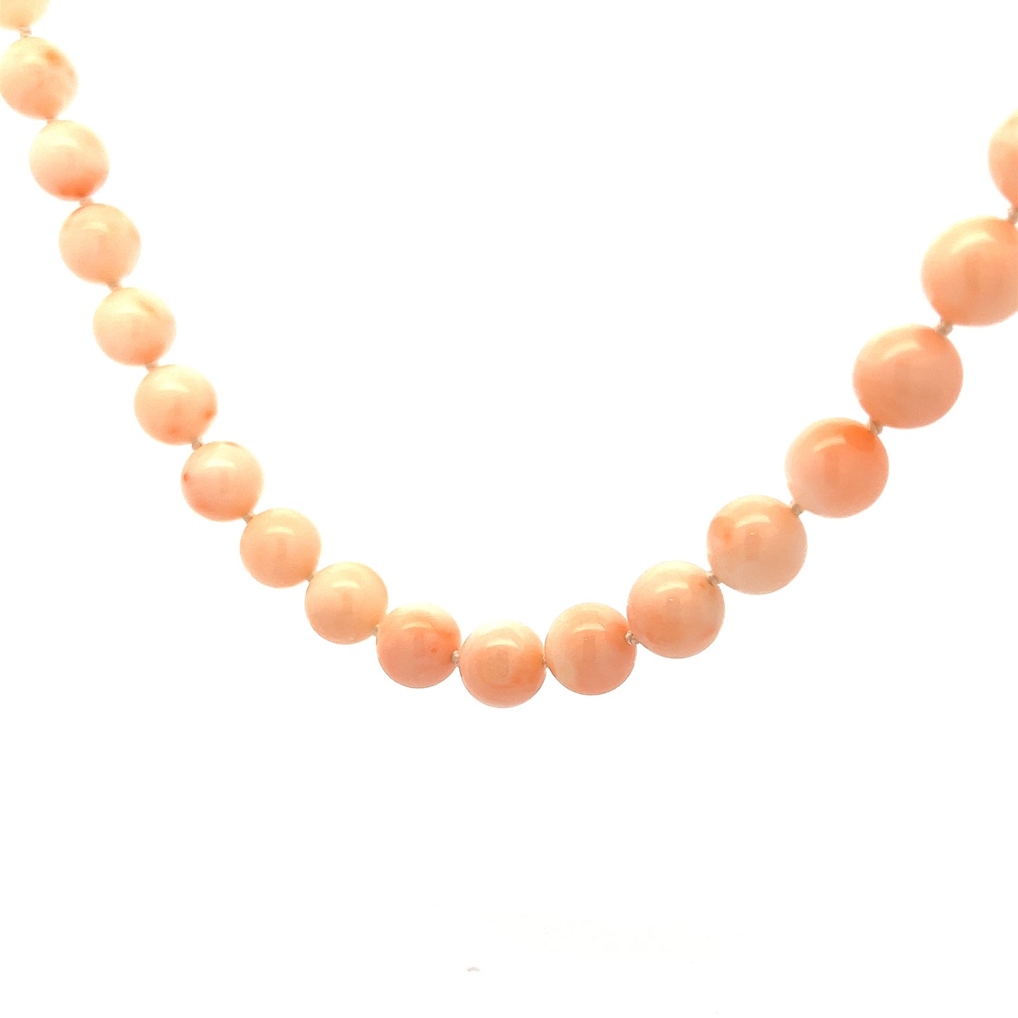 Vintage Mid-Century Coral Bead Necklace in 18k Yellow Gold