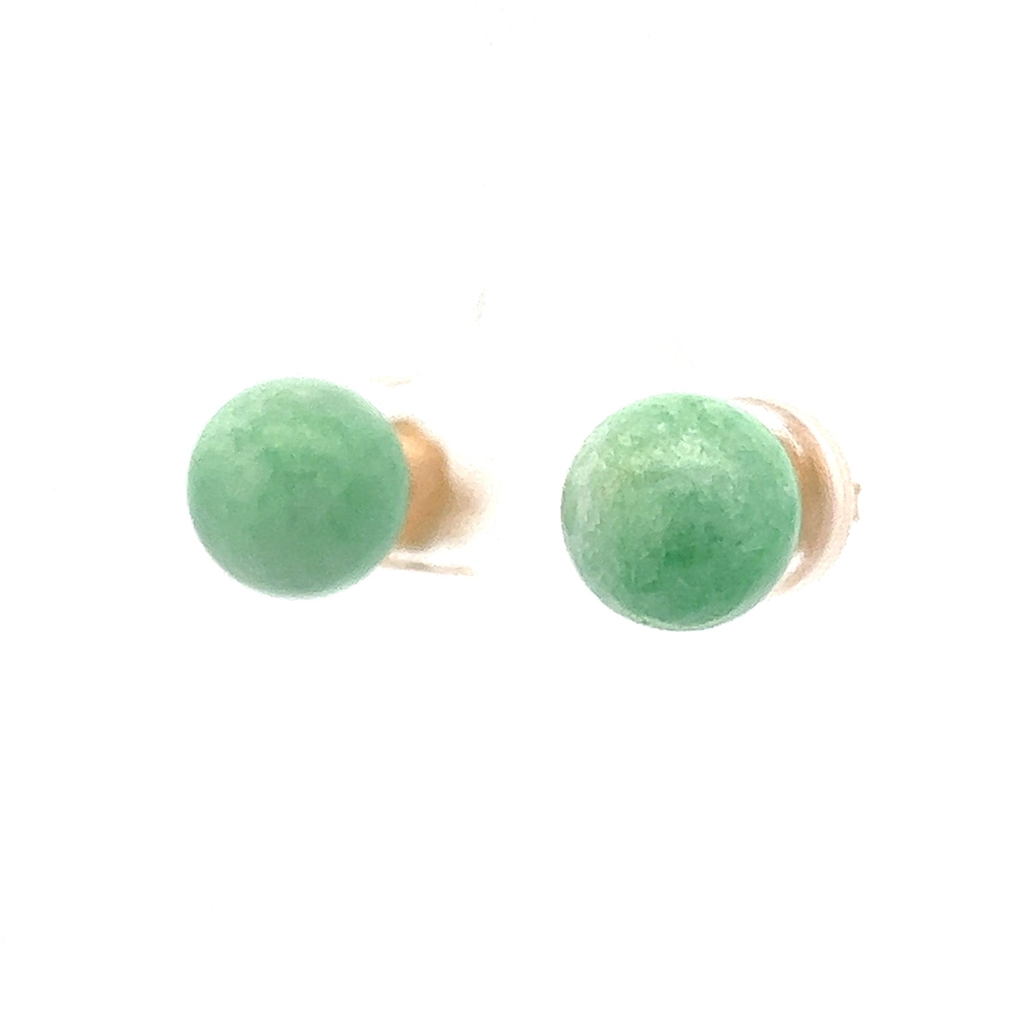 Jadeite Stud Earrings in 14K Yellow Gold