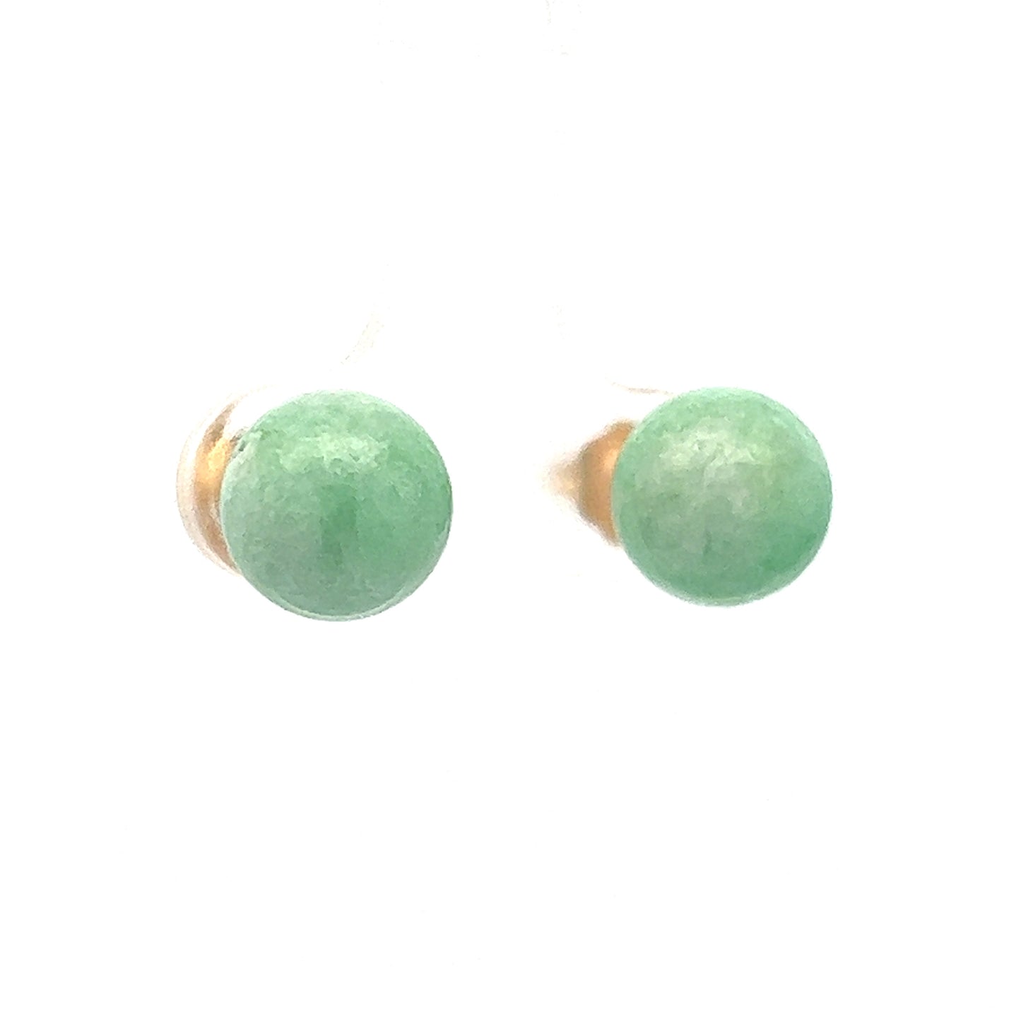 Jadeite Stud Earrings in 14K Yellow Gold