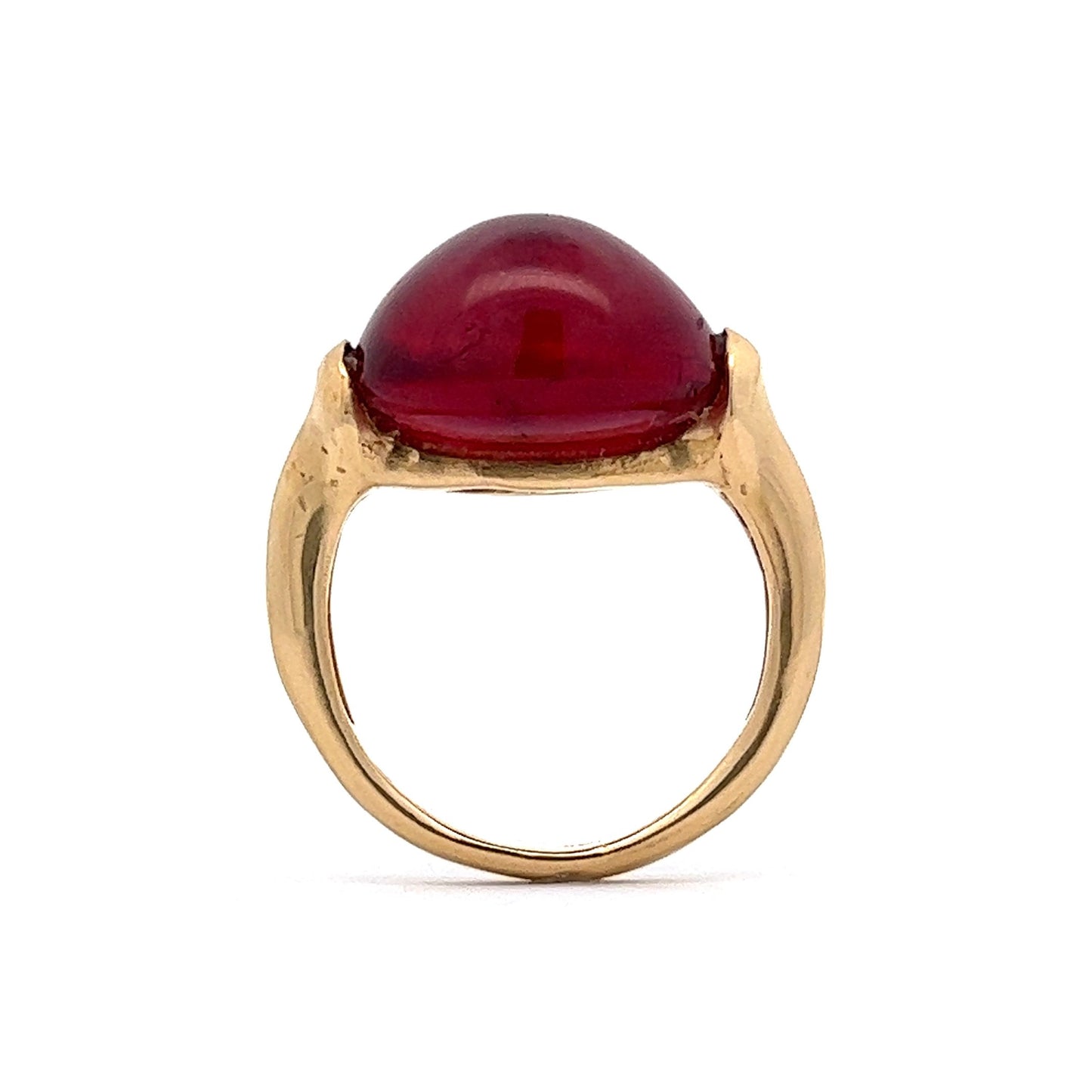 22.60 Cabochon Tourmaline Cocktail Ring in 14k Yellow Gold