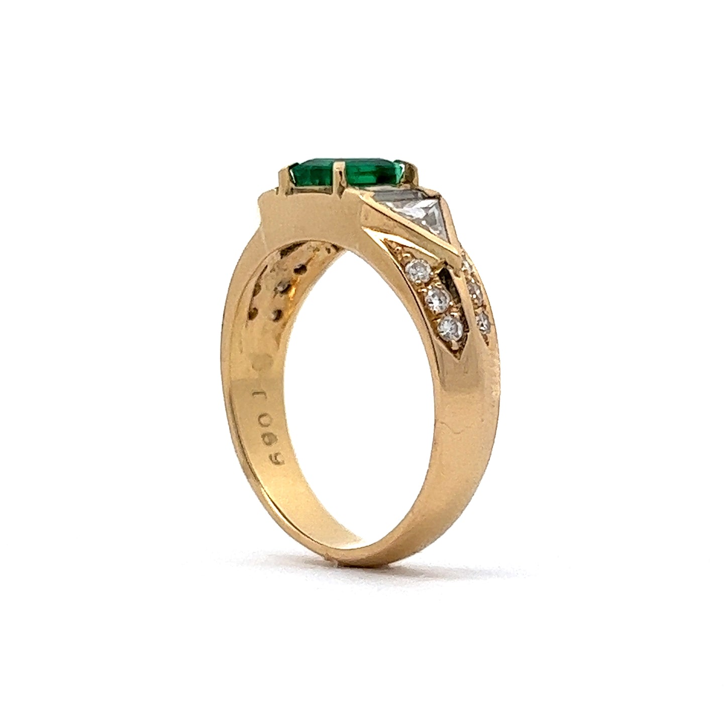 .59 Emerald Cut Emerald & Diamond Right Hand Ring in 18k Yellow Gold