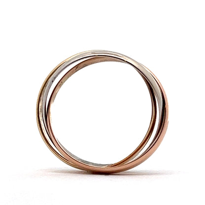 Minimalist Trinity Roll Ring in 18k Yellow, White & Rose Gold