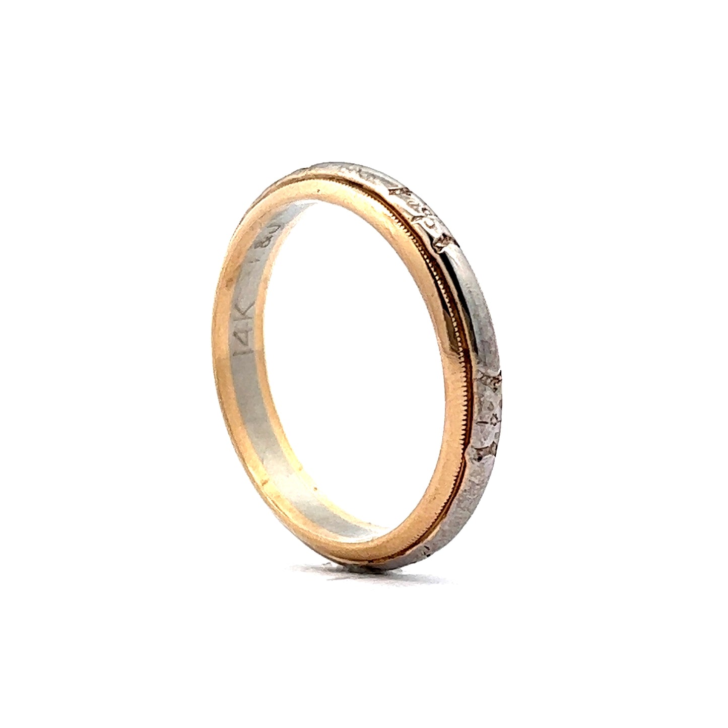 Vintage Mid-Century Two-Tone Men's Wedding Band in 14k