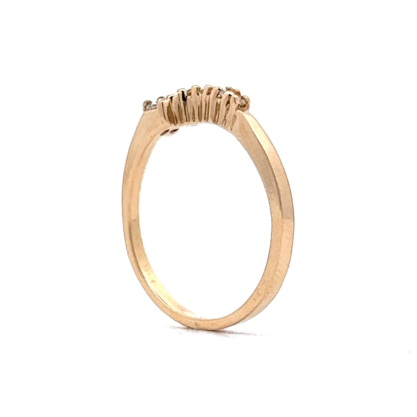 Baguette & Round Brilliant Diamond Contour Wedding Band in 14k Yellow Gold