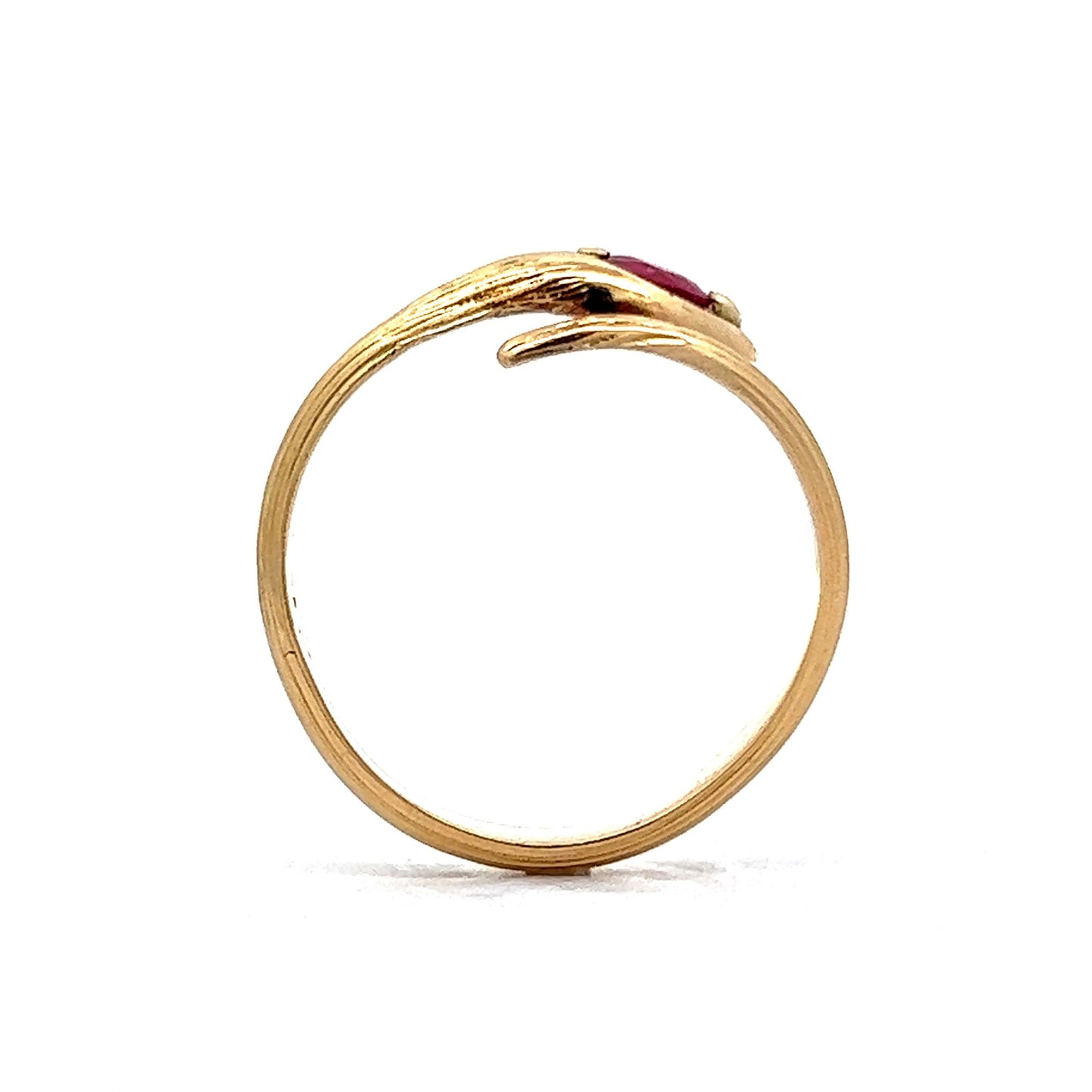 Vintage Mid-Century Ruby Snake Ring in 18k Yellow Gold