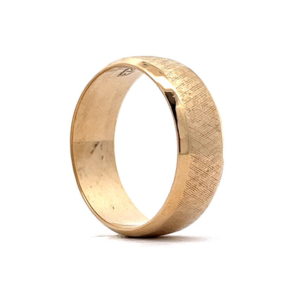 Vintage Mid-Century Men's Etched Texture Wedding Band in 14k Yellow Gold