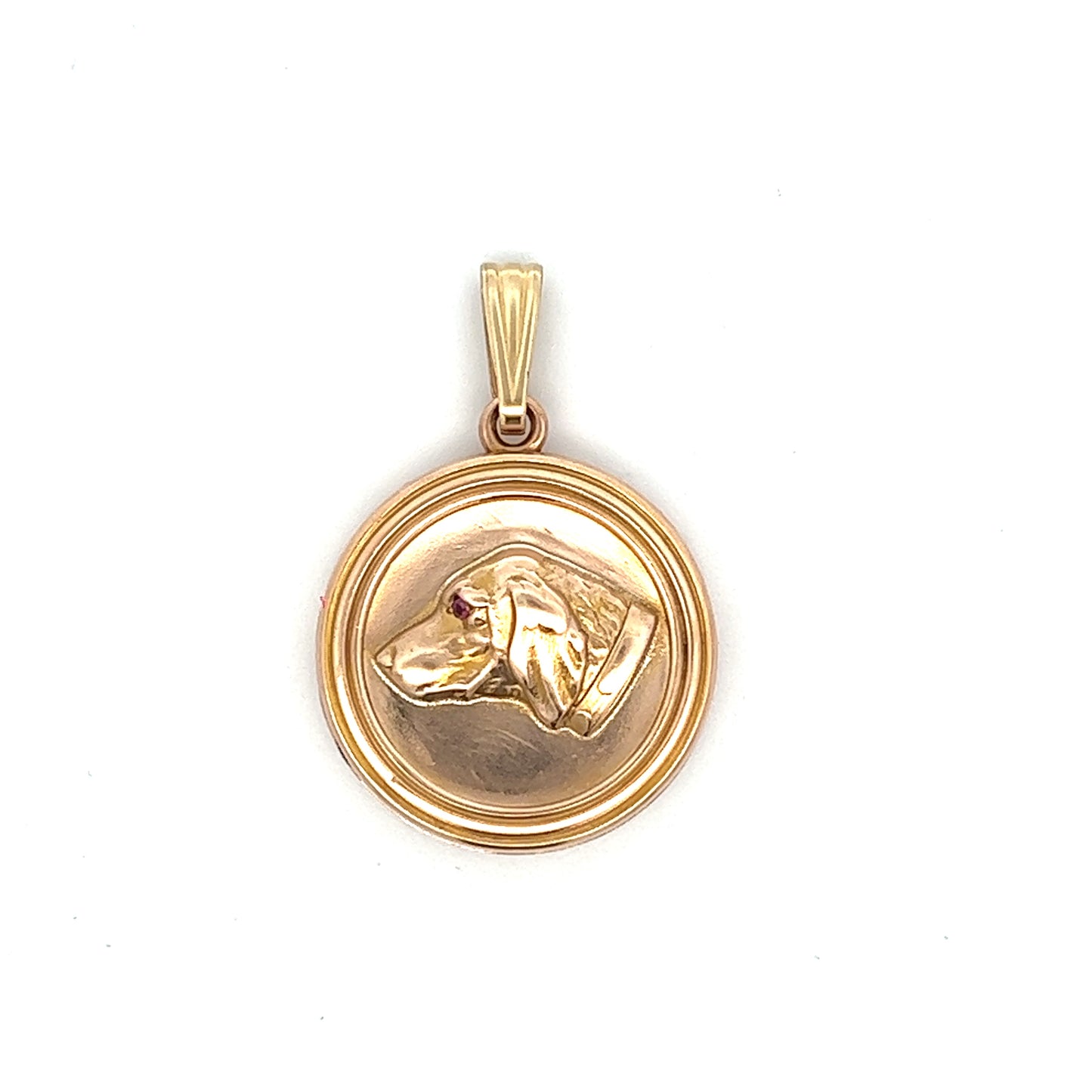 Antique Victorian Ruby Dog Locket in 14k Rose Gold