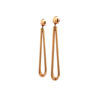 Modern Whisk-Shaped Dangle Earrings in 14k Yellow Gold