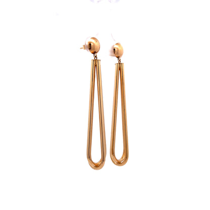 Modern Whisk-Shaped Dangle Earrings in 14k Yellow Gold