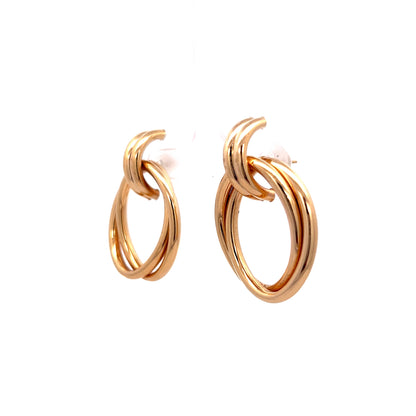 Double Loop Dangle Earrings in 14k Yellow Gold