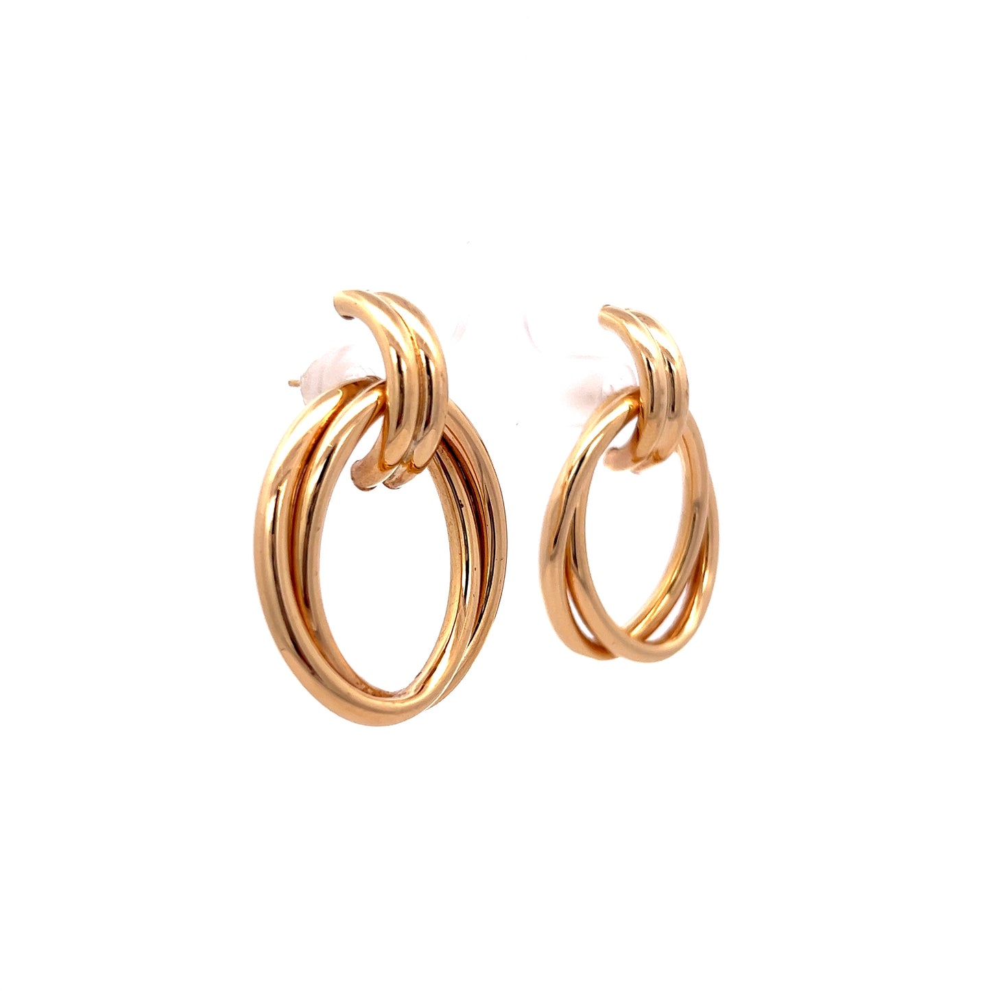 Double Loop Dangle Earrings in 14k Yellow Gold