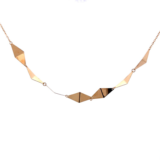 18" Triangular Station Necklace in 18k Yellow Gold