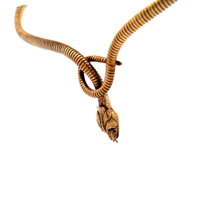 Vintage Victorian Ruby Snake Necklace in 9k Yellow Gold